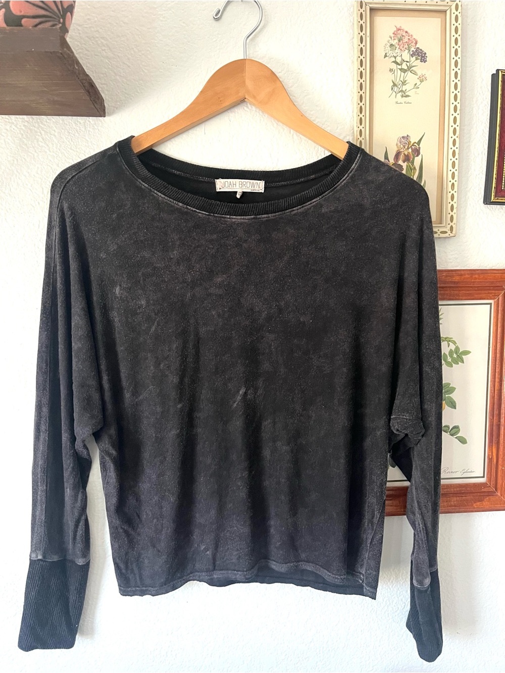 JOAH BROWN “NWT” Washed Black Relaxed Long Sleeve Tee
